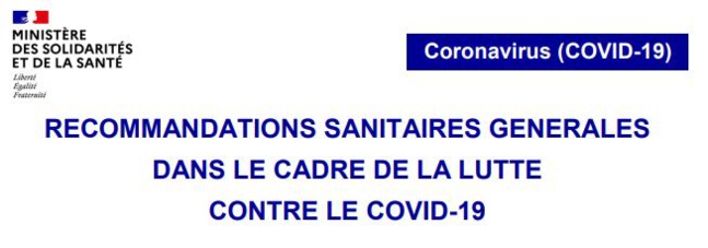 Recommandations sanitaires générales dans le cadre de la lutte contre le Covid-19 (à partir du 14 mars 2022)