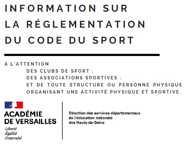 Informations SDJES portant sur la réglementation du Code du Sport