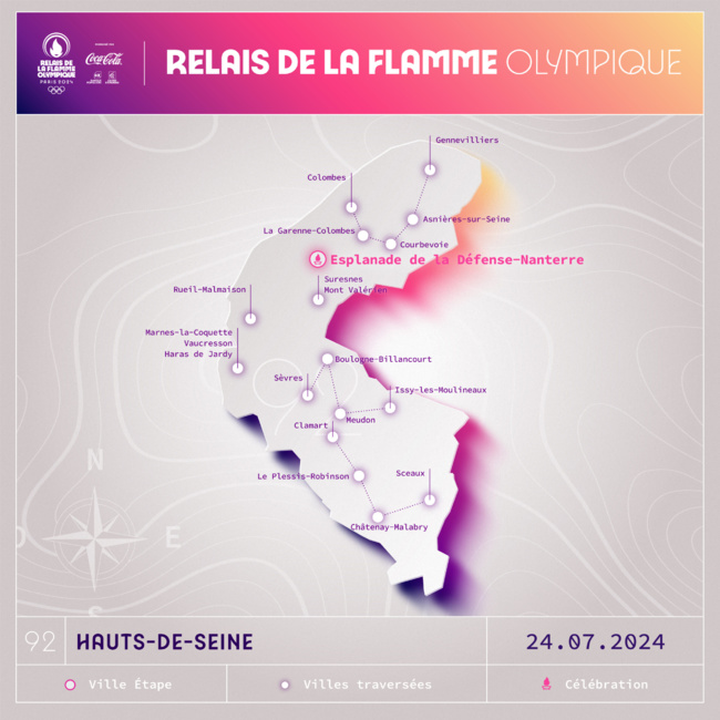 Le parcours du relais de la flamme olympique dans les Hauts-de-Seine