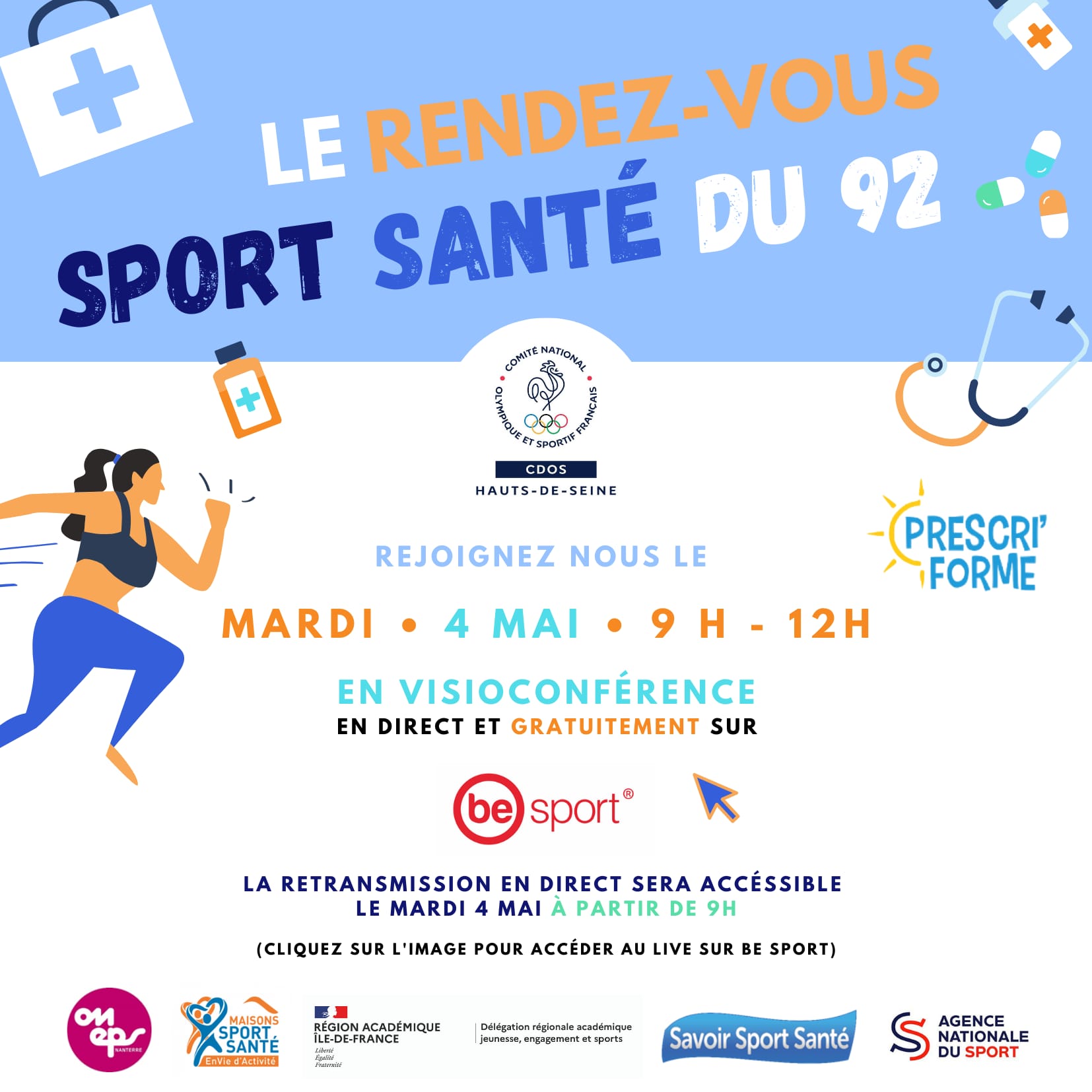 Le Rendez-vous Sport Santé du 92 - Mardi 4 mai à 9h en direct sur Be Sport !