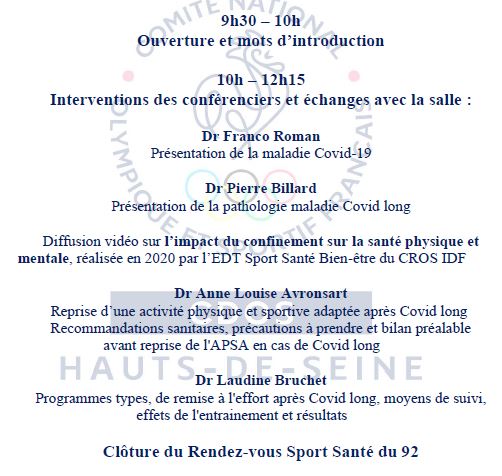 Le nouveau Rendez-vous Sport Santé du 92 - Samedi 4 décembre 2021 - Inscription en ligne gratuite