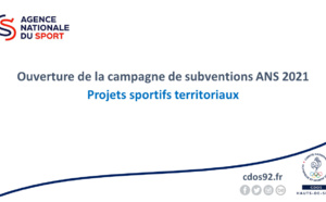 Ouverture de la campagne de subventions ANS 2021 - Projets Sportifs Territoriaux